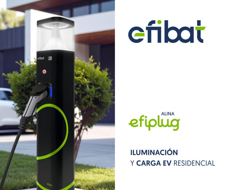 EFIPLUG ALINA: luminaria LED tipo bolardo con detector de presencia y punto de recarga