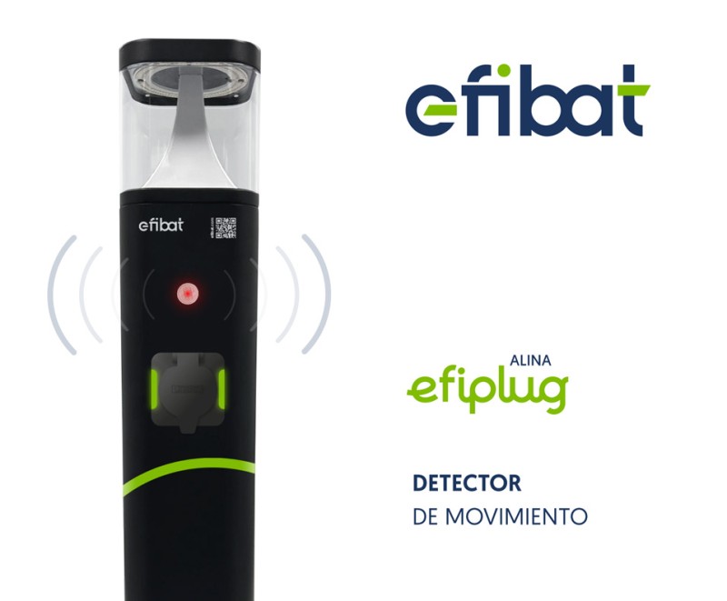EFIPLUG ALINA: luminaria LED tipo bolardo con detector de presencia y punto de recarga