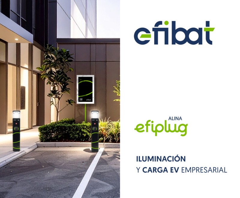 EFIPLUG ALINA: luminaria LED tipo bolardo con detector de presencia y punto de recarga