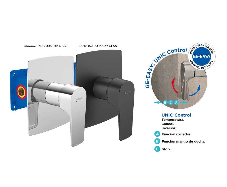MONOMANDO EMPOTRADO DE DUCHA 2 VÍAS GE-EASY BOX – de la SERIE KORAL