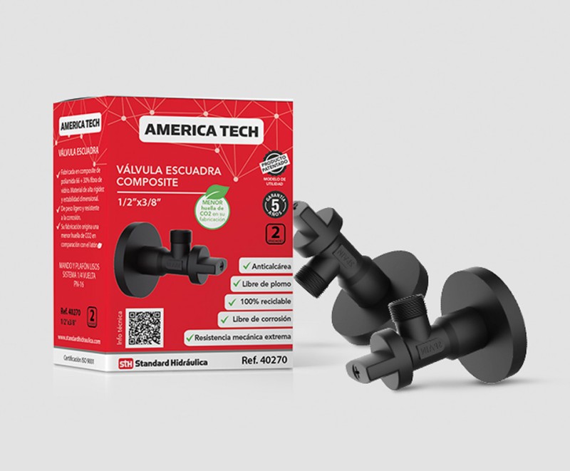 VÁLVULA DE ESCUADRA AMERICA TECH